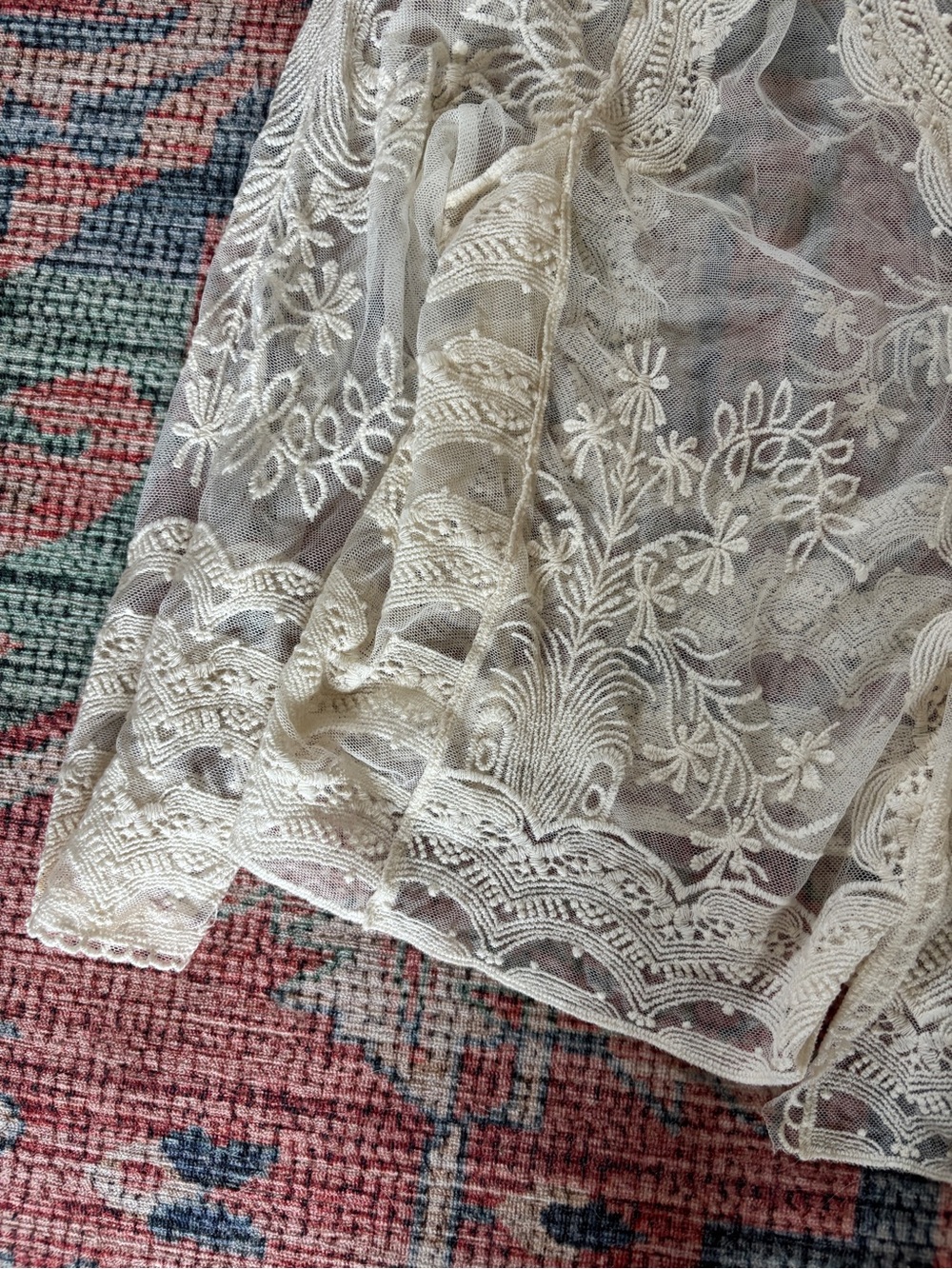 Ivory cream lace open cover-up cardigan shrug